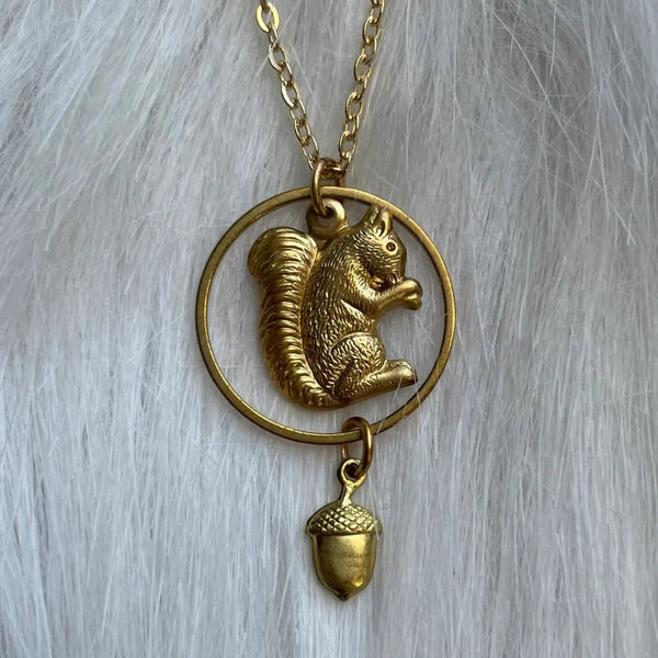 Squirrel & Acorn Necklace