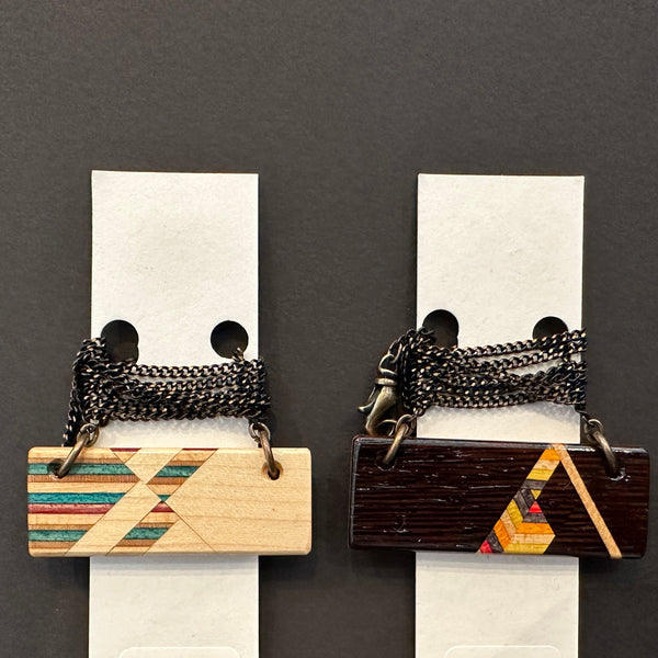 Wide Rectangle Recycled Skateboard Necklace