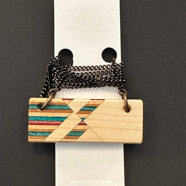 Wide Rectangle Recycled Skateboard Necklace