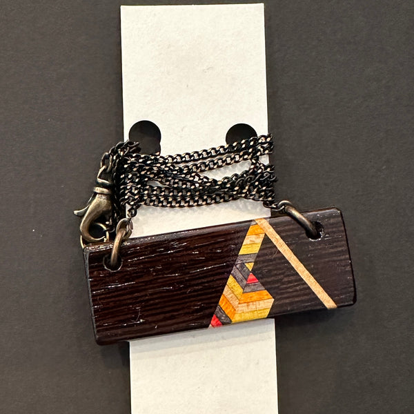 Wide Rectangle Recycled Skateboard Necklace