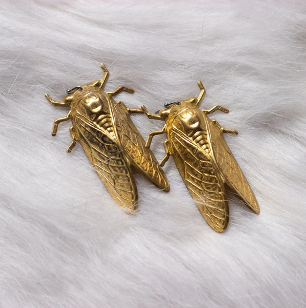 Brood Cicada Bronze Earrings