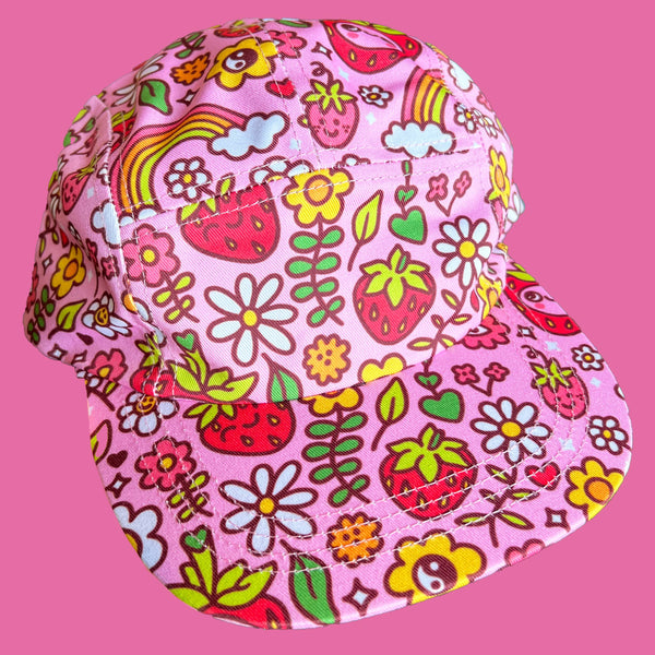 Strawbebby /Strawberry Pattern 5 Panel Camp Hat