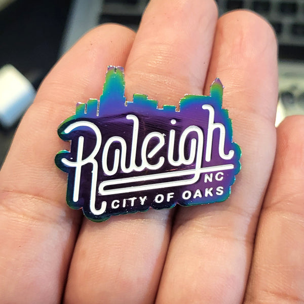 Raleigh Skyline Rainbow Enamel Pin