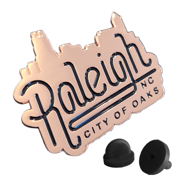Raleigh Skyline Rose Gold Enamel Pin