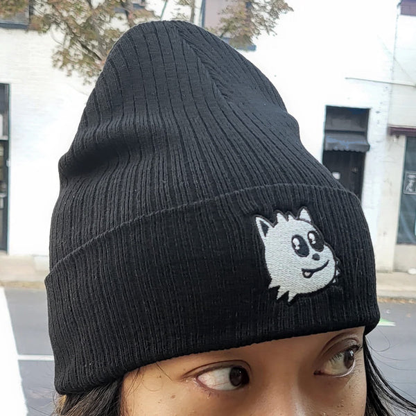 Blep Ribbed Cuff Beanie (Black)