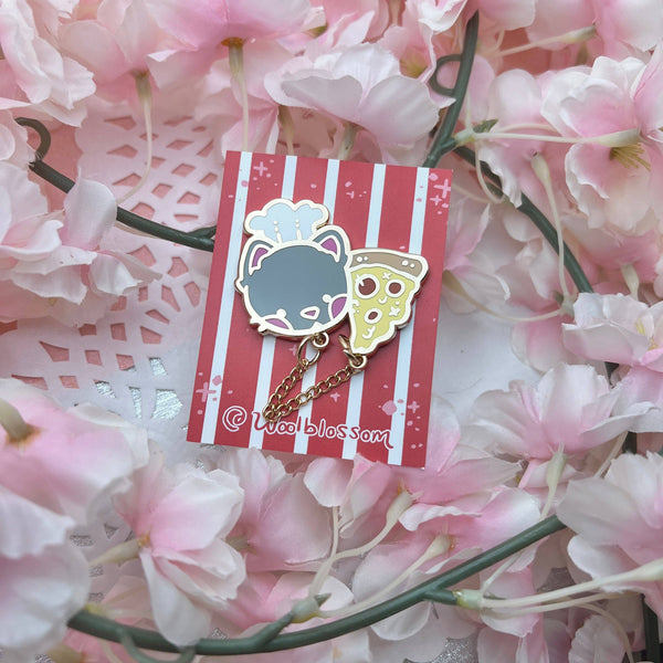 Cheese Pull Pizza Cat w/ Chain Pin