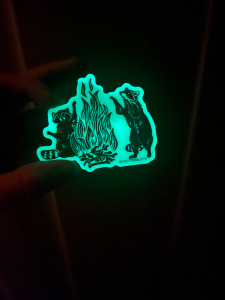 Raccoon Bonfire Glow Sticker