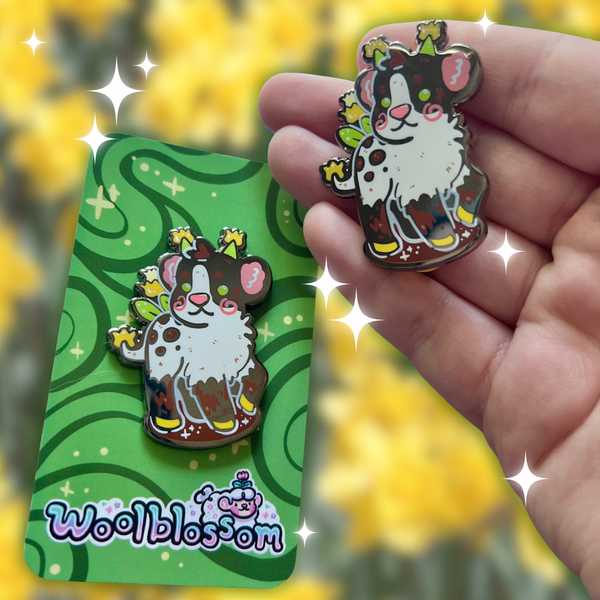 Daffodil Alien Boba Cow Enamel Pin