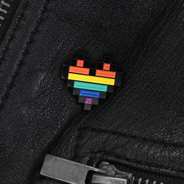 Pixel Pride Heart Enamel Pin
