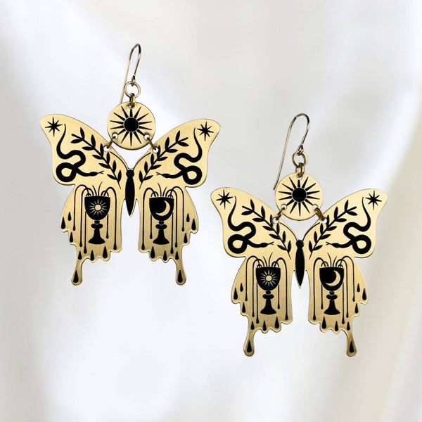 Mariposa Earrings: Brass Butterfly