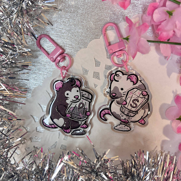 Salt & Pepper Rats! Keychain Charm Set