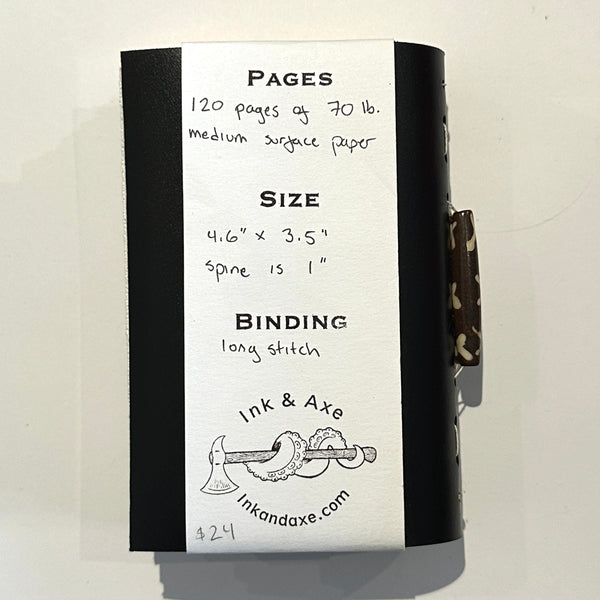 Black Cover, Beaded Long-Stitch Bound Journal /Sketchbook (Leather?)