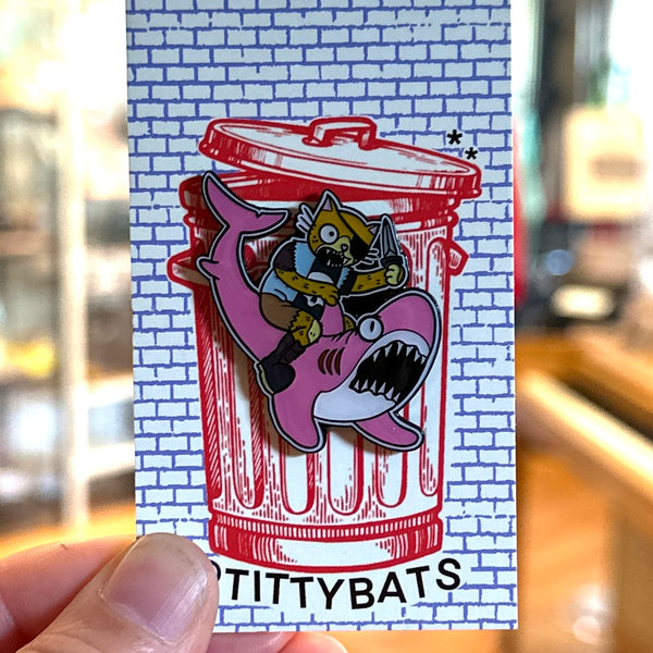 Shark Rider Enamel Pin