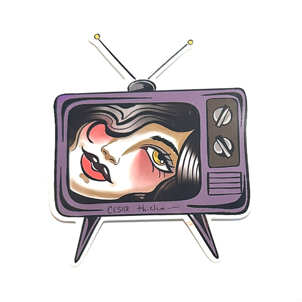 Retro TV Woman Sticker