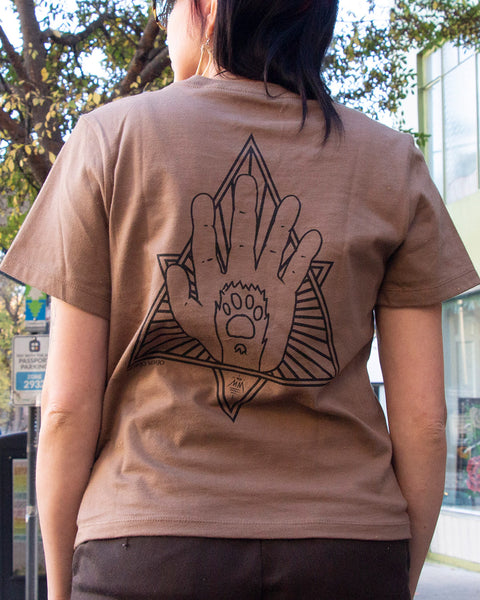 Hand & Paw Crop Tee - Vintage Brown