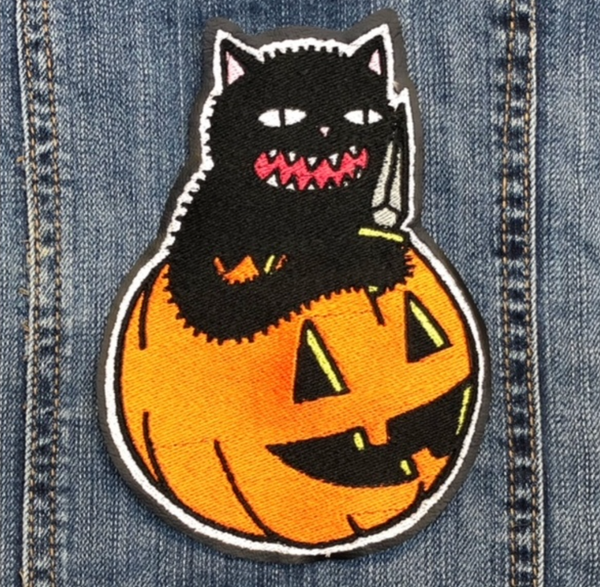 Halloween Knife Cat Sew-On Patch