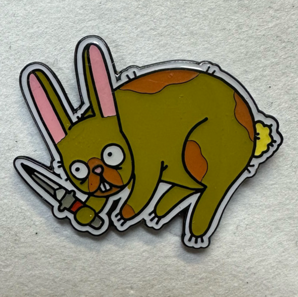 Knife Rabbit (orange) Enamel Pin