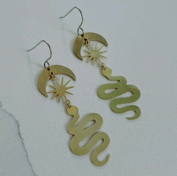Serpentis Brass Earrings