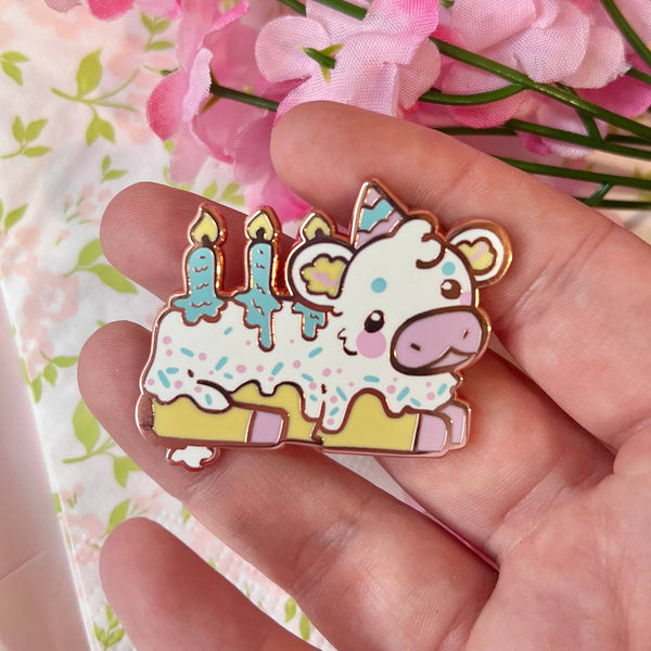 Icing Birthday Cake Cow Enamel Pin