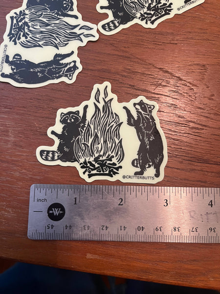 Raccoon Bonfire Glow Sticker