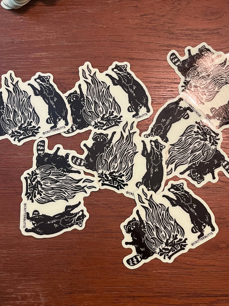 Raccoon Bonfire Glow Sticker