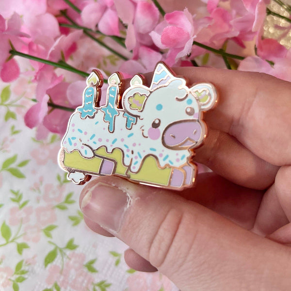 Icing Birthday Cake Cow Enamel Pin