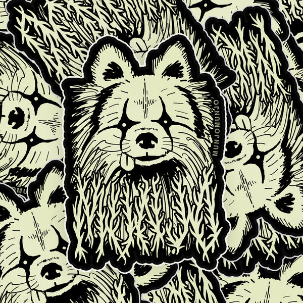 Black Metal Dog Glow Sticker