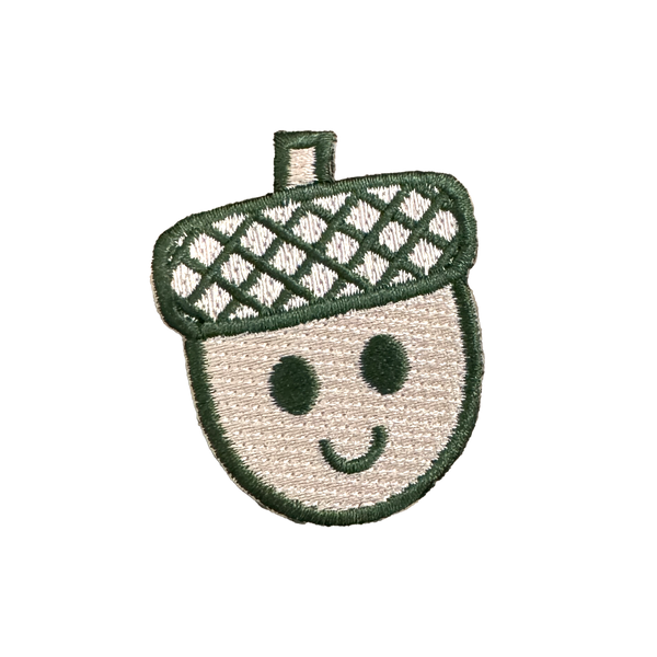 Smiley Acorn Iron On Patch