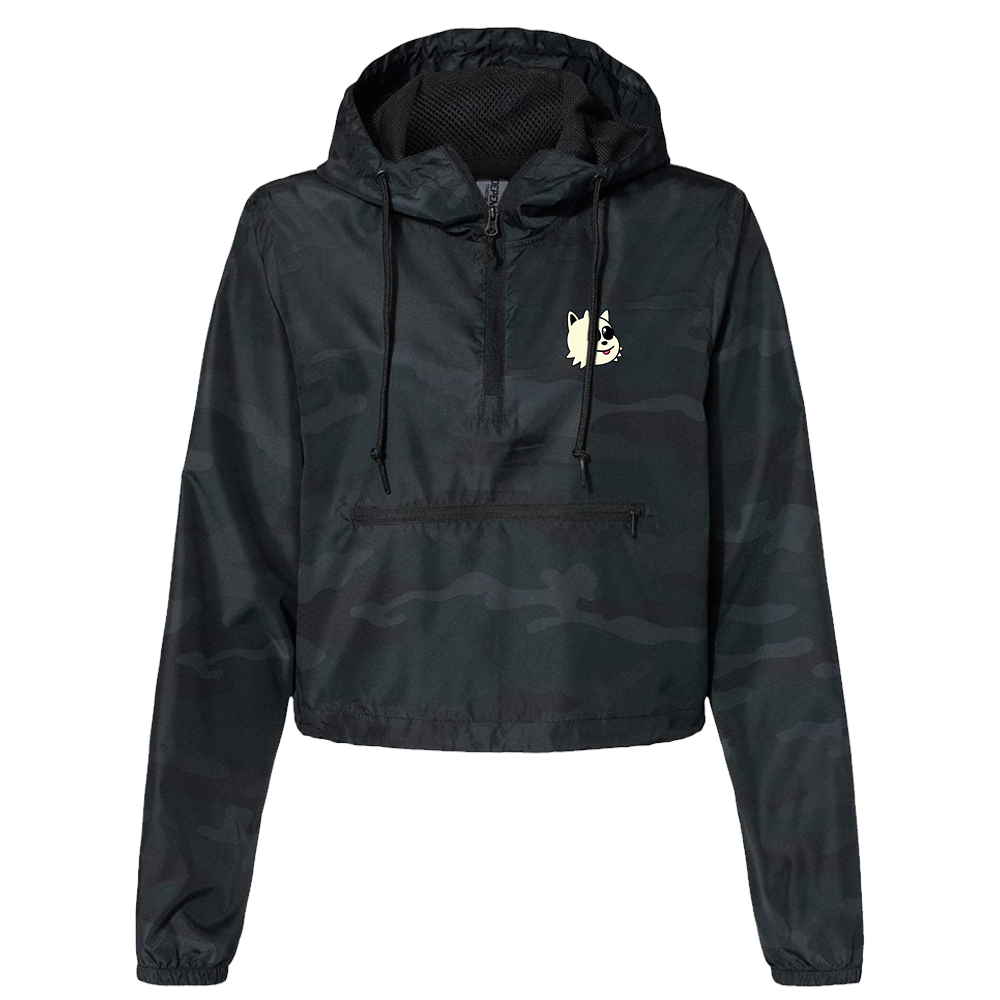 【Anyone more】Logan Crop Hood String Pocket Windbreaker Independent Trading Co. EXP64CRP Jacket with Custom Embroidery
