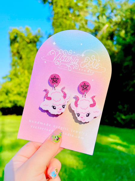 Pink Devil Lamby Earrings