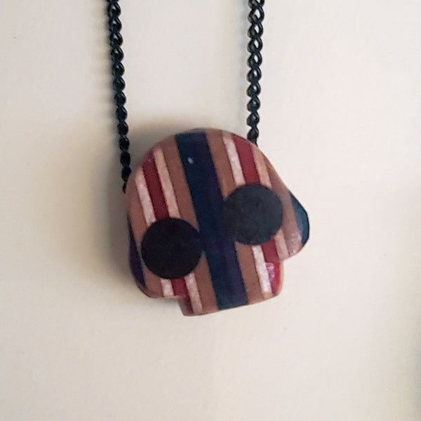 Skull Recycled Skateboard Necklace