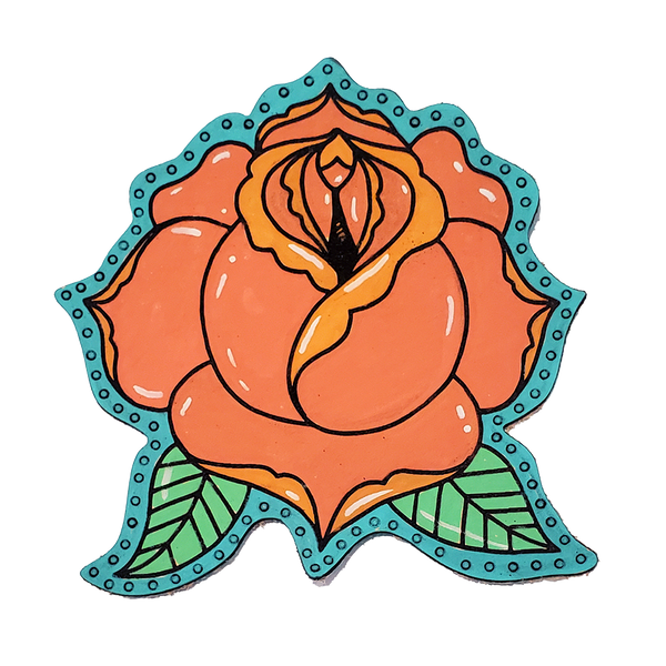 Hand Painted Rose Leather Patch