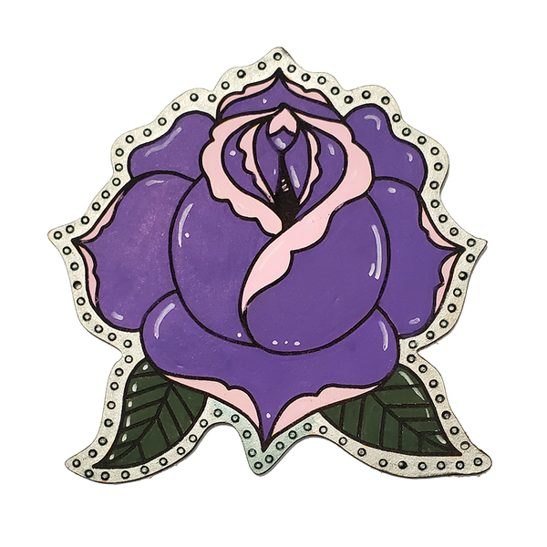 Hand Painted Rose Leather Patch