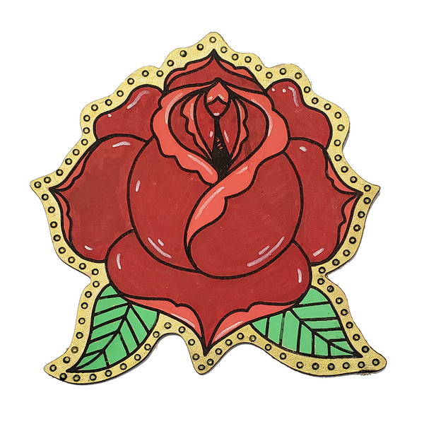 Hand Painted Rose Leather Patch