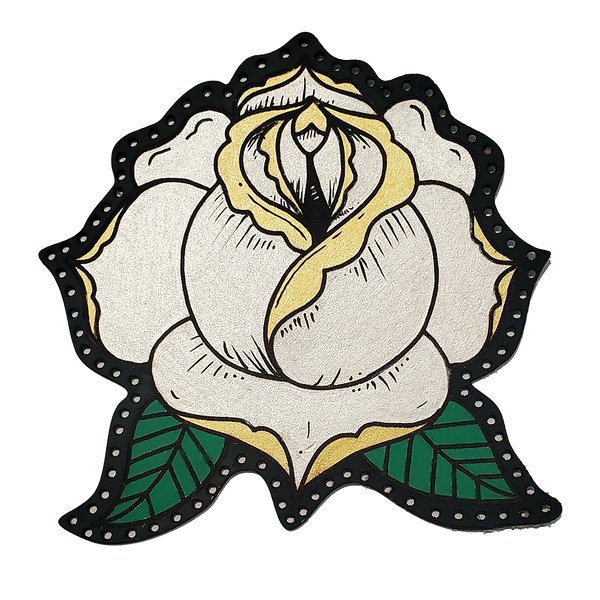 Hand Painted Rose Leather Patch
