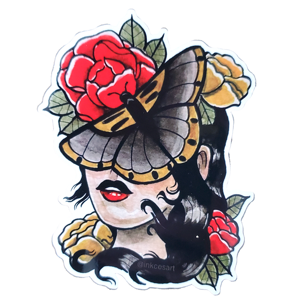 Moth Girl Tattoo Sticker