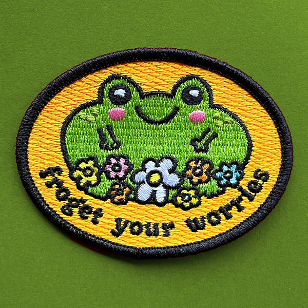 Froget Your Worries Frog Iron-On Patch