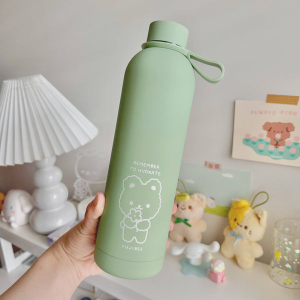 New Leaf Green - Cute Steel Water Bottle Insulated Hot Cold