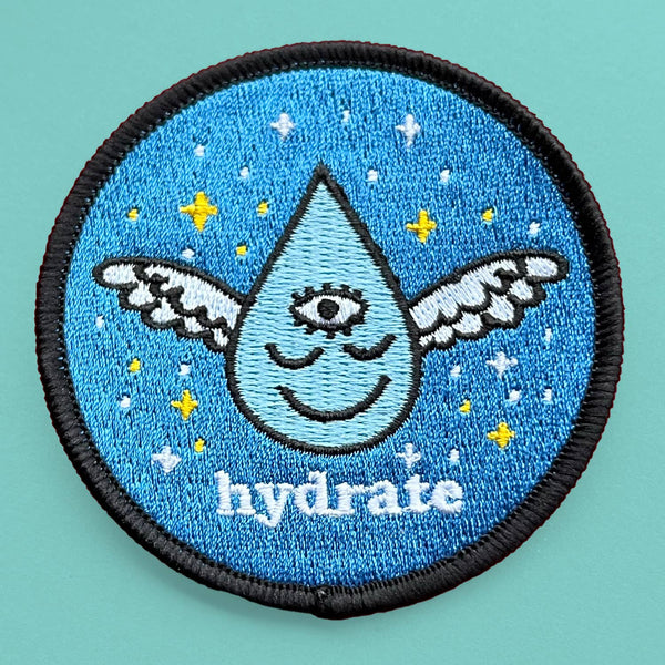 Hydrate Water Drop Iron On Patch