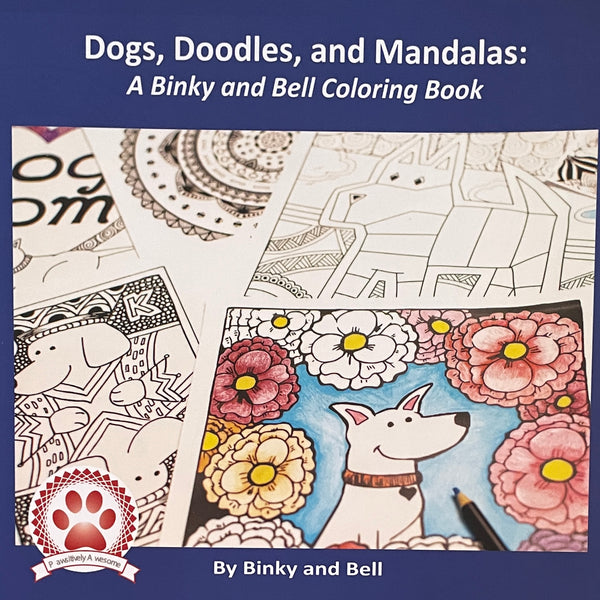 Book Cover with dog and cat line drawings Binky Bell Coloring Book