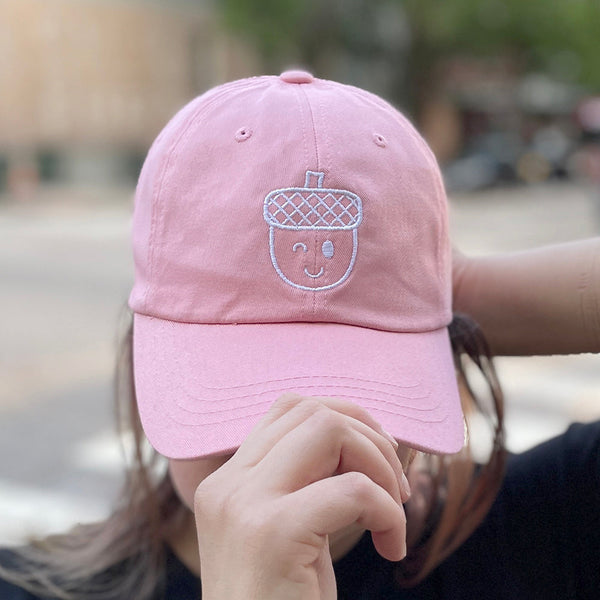 Pink Winking Acorn Dad Hat